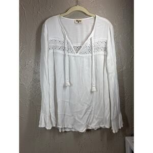 Show Me Your Mumu Womens Peasant Top Boho Lily Grace White Size Large‎